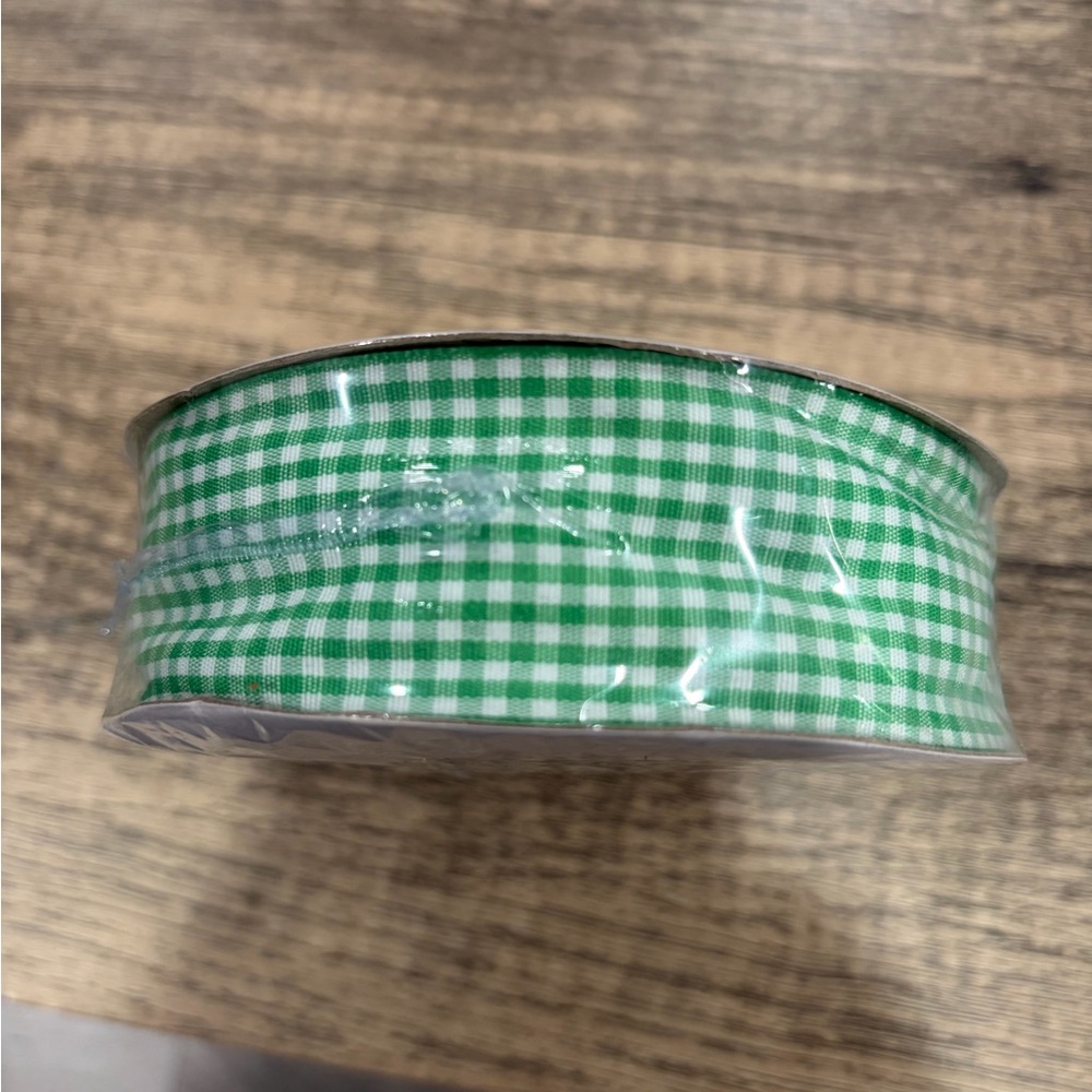 Green Gingham Ribbon for Home Party Supplies and crafting